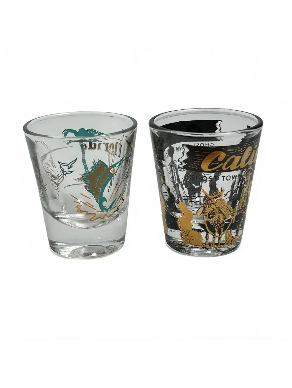 Vintage Florida and Calico Ghost Town, California, Souvenir Shot Glasses